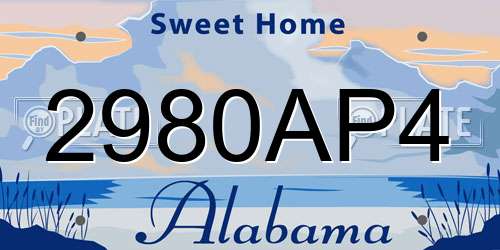 2980AP4 Alabama License Plate