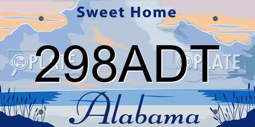 298ADT Alabama License Plate
