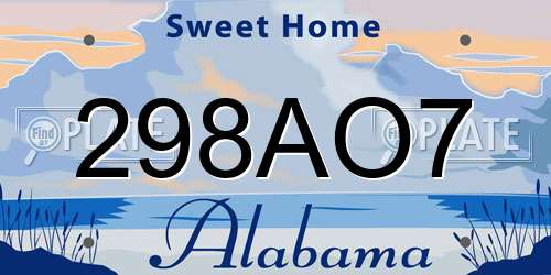 298AO7 Alabama License Plate