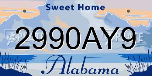 2990AY9 Alabama License Plate