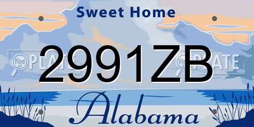 2991ZB Alabama License Plate