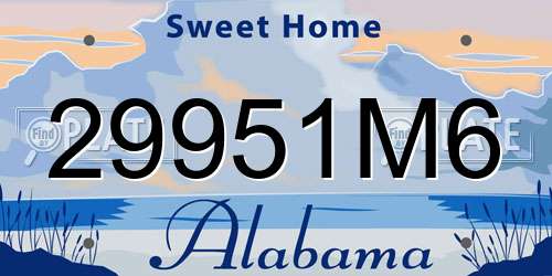 29951M6 Alabama License Plate