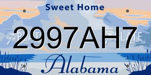 2997AH7 Alabama License Plate