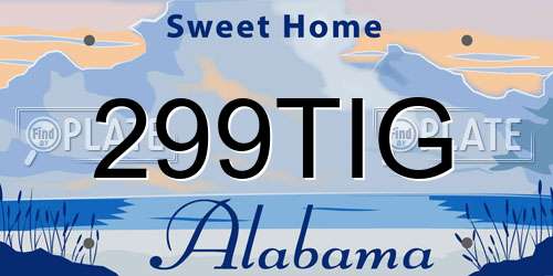299TIG Alabama License Plate