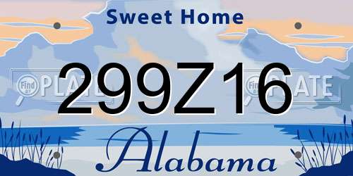 299Z16 Alabama License Plate