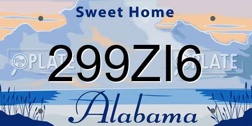 299ZI6 Alabama License Plate