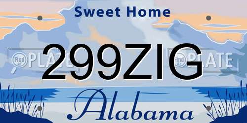 299ZIG Alabama License Plate