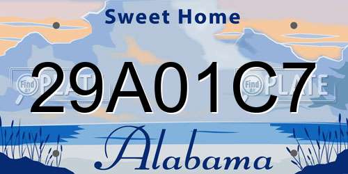 29A01C7 Alabama License Plate