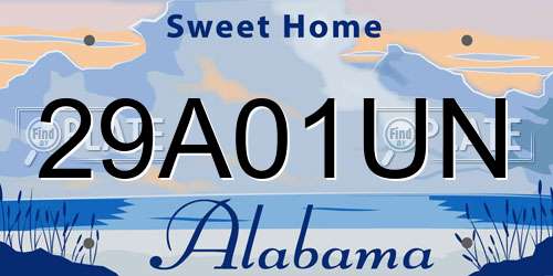 29A01UN Alabama License Plate