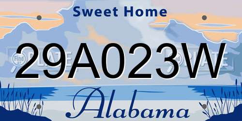29A023W Alabama License Plate