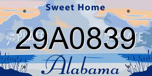 29A0839 Alabama License Plate