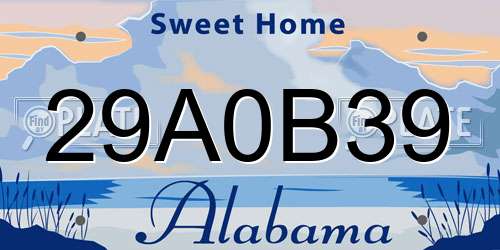 29A0B39 Alabama License Plate