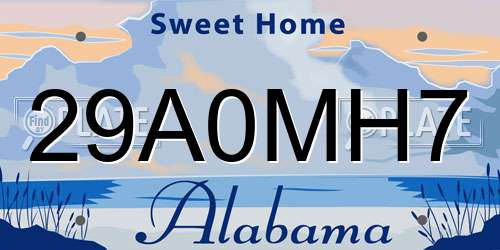 29A0MH7 Alabama License Plate