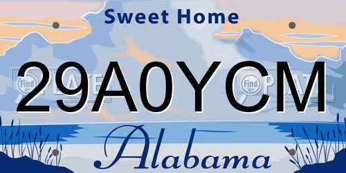29A0YCM Alabama License Plate