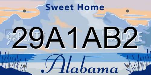 29A1AB2 Alabama License Plate