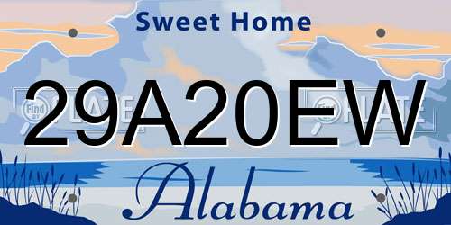 29A20EW Alabama License Plate