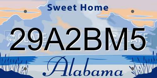 29A2BM5 Alabama License Plate