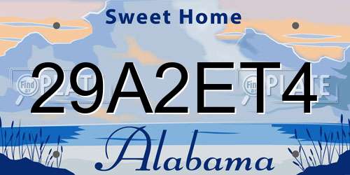29A2ET4 Alabama License Plate