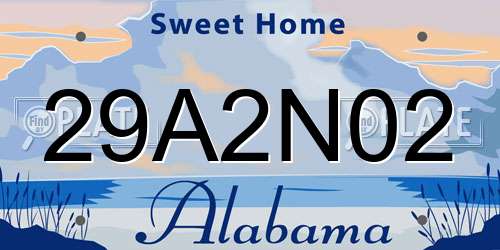 29A2N02 Alabama License Plate