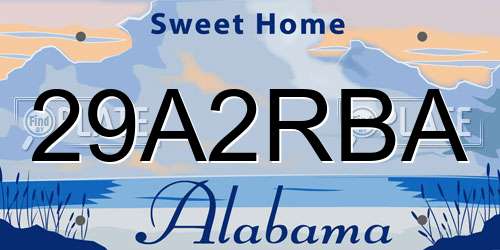 29A2RBA Alabama License Plate