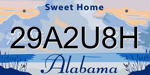 29A2U8H Alabama License Plate