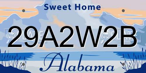 29A2W2B Alabama License Plate