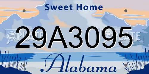29A3095 Alabama License Plate