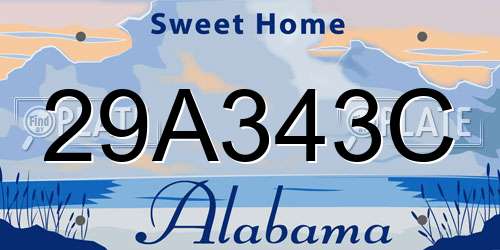 29A343C Alabama License Plate