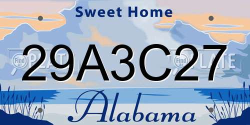 29A3C27 Alabama License Plate