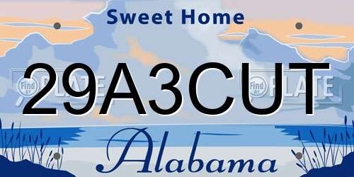 29A3CUT Alabama License Plate