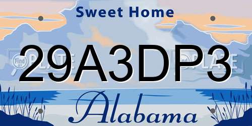 29A3DP3 Alabama License Plate