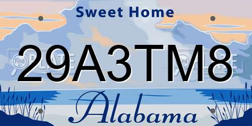 29A3TM8 Alabama License Plate