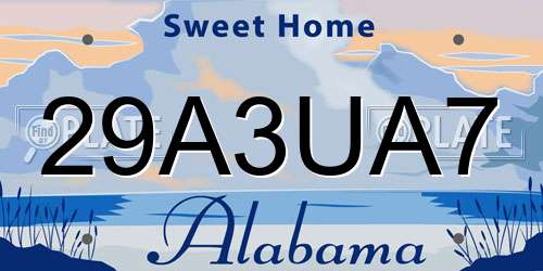 29A3UA7 Alabama License Plate