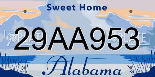 29AA953 Alabama License Plate