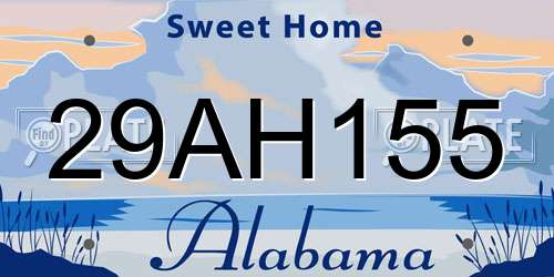 29AH155 Alabama License Plate