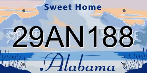 29AN188 Alabama License Plate
