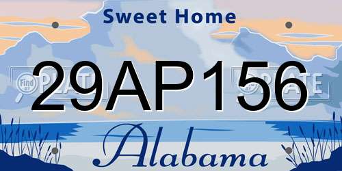 29AP156 Alabama License Plate