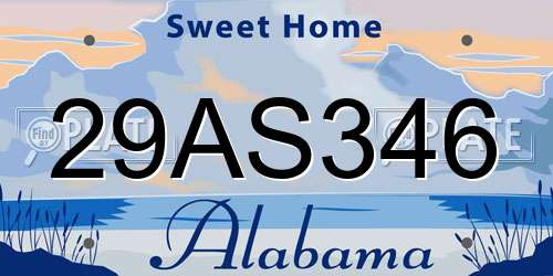 29AS346 Alabama License Plate