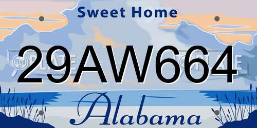 29AW664 Alabama License Plate