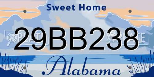 29BB238 Alabama License Plate