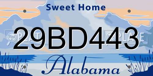 29BD443 Alabama License Plate