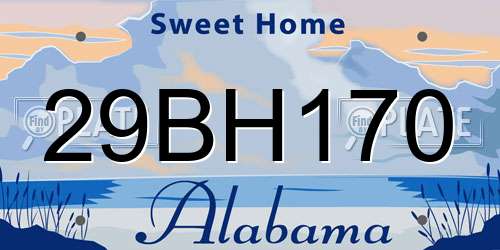 29BH170 Alabama License Plate