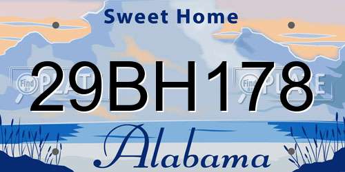 29BH178 Alabama License Plate