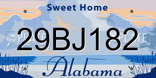 29BJ182 Alabama License Plate