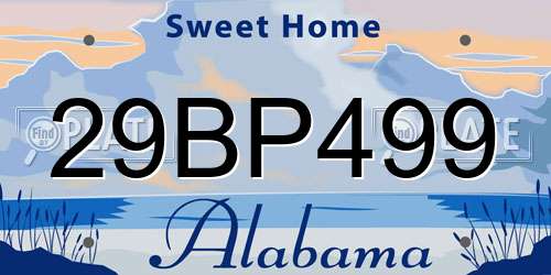 29BP499 Alabama License Plate