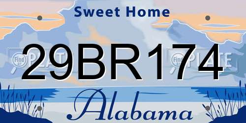 29BR174 Alabama License Plate