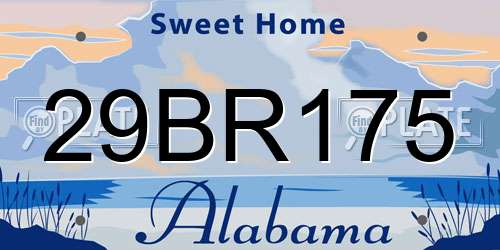 29BR175 Alabama License Plate