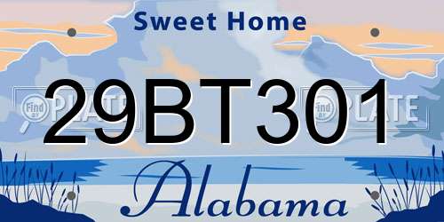 29BT301 Alabama License Plate