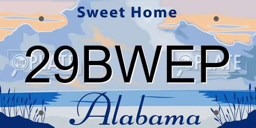 29BWEP Alabama License Plate