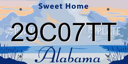 29C07TT Alabama License Plate